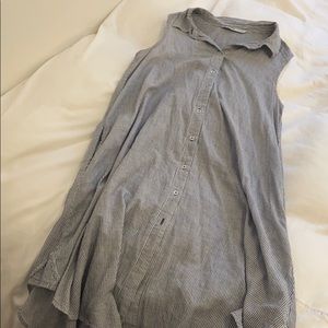 Basic Linen Stripe Button Down Dress